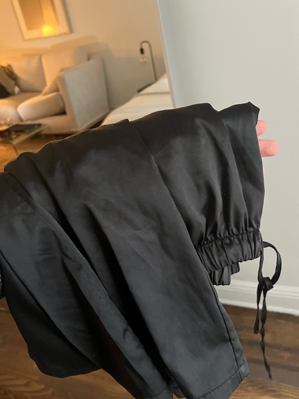 Women's Black Wide-Leg Satin Lounge Pants - Picture 2 of 2